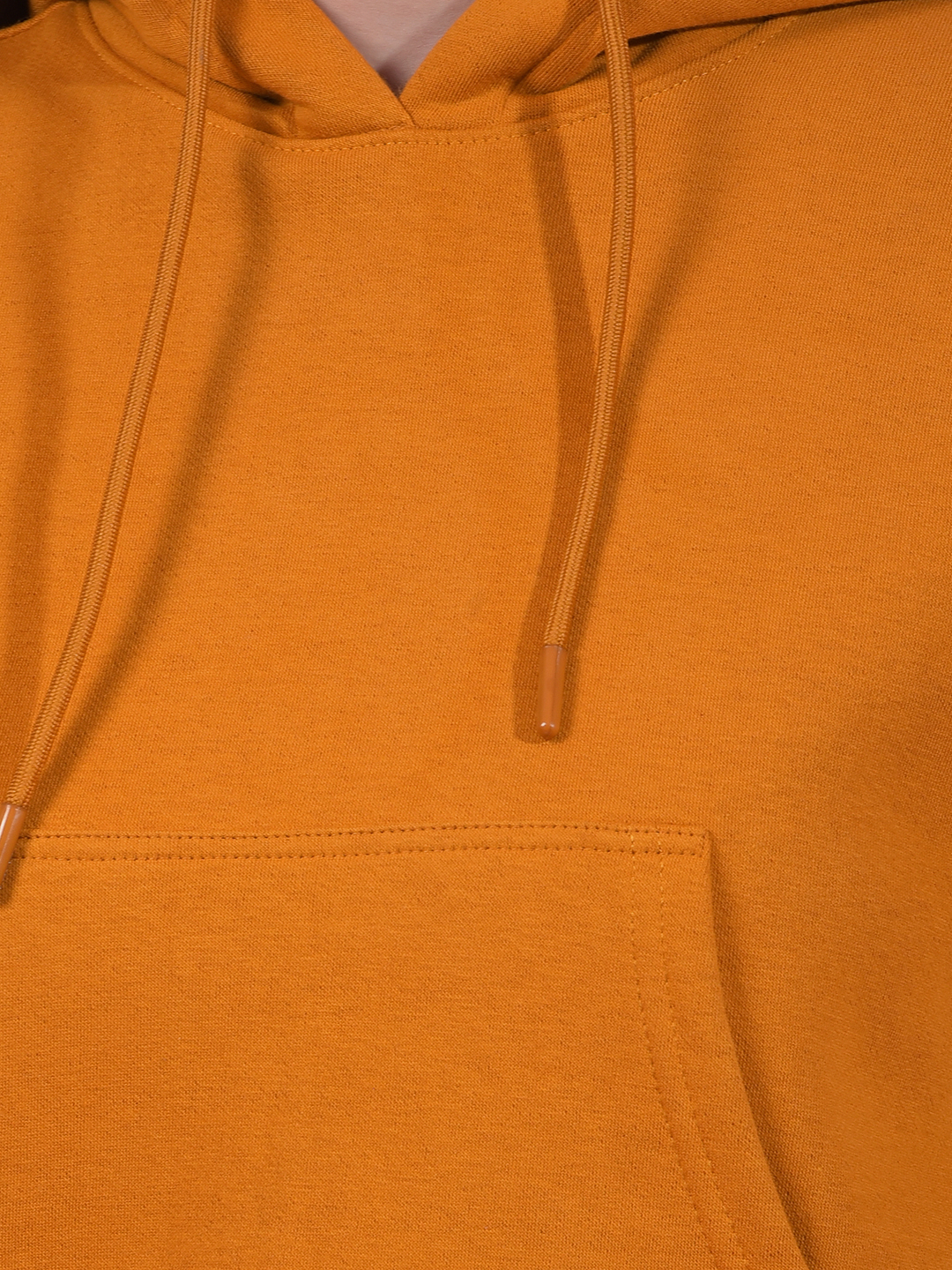 Numero Uno Women Ochre Cropped Hooded Sweatshirt